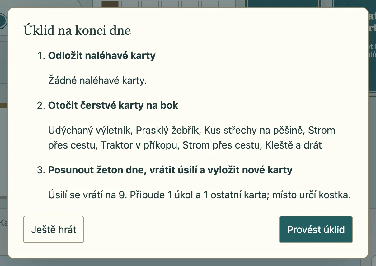 Dialog úklidu na konci dne